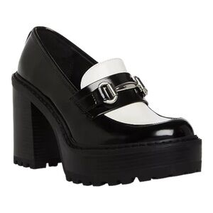 Madden Girl KIIERA in black and white platform loafers